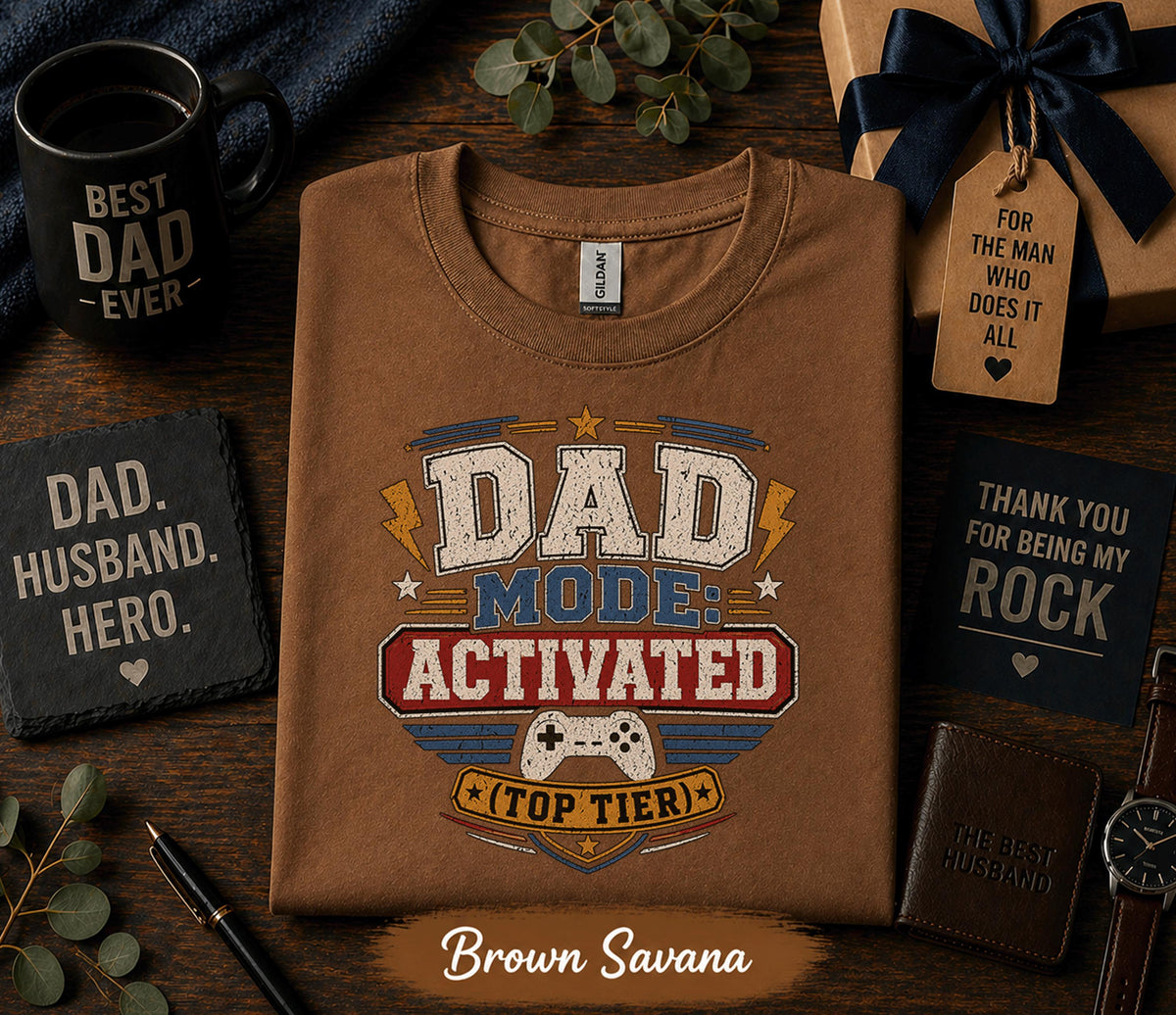 Dad Mode Activated Shirt Top Tier Gamer Dad Tee Funny Fathers Day Gift Birthday Husband Present Gaming Dad Retro Style T-Shirt