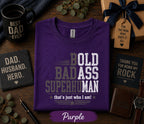 Bold Badass Superhuman Dad Shirt Funny Fathers Day Gift Birthday Husband Tee Strong Dad Statement Retro T-Shirt