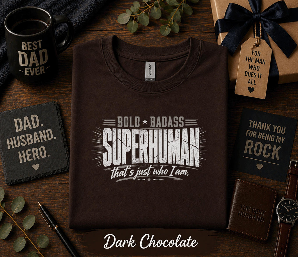 Bold Badass Superhuman Dad Shirt Funny Fathers Day Gift Birthday Husband Tee Cool Dad Strong Dad Retro Style T-shirt