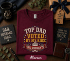 Top Dad Voted By My Kids Shirt Funny Fathers Day Gift Birthday Husband Tee Best Dad Ever Humor Retro T-shirt