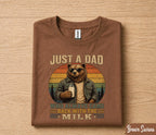 Funny Dad Shirt Just A Dad Who Always Came Back With The Milk Bear Graphic Fathers Day Gift for Dad Birthday Husband Tee