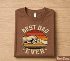 Best Dad Ever Shirt Fist Bump Father Child Vintage Sunset Fathers Day Gift for Dad Birthday Husband Retro Dad Tee