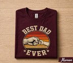 Best Dad Ever Shirt Fist Bump Father Child Vintage Sunset Fathers Day Gift for Dad Birthday Husband Retro Dad Tee