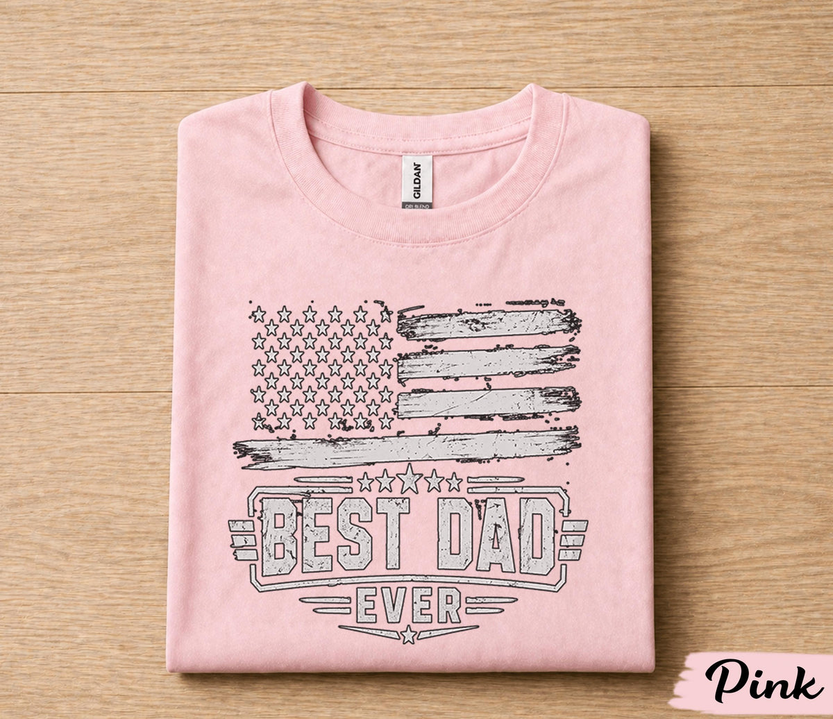 Best Dad Ever Shirt Vintage American Flag Patriotic Fathers Day Gift for Dad Birthday Husband Gift Classic USA Dad Tee