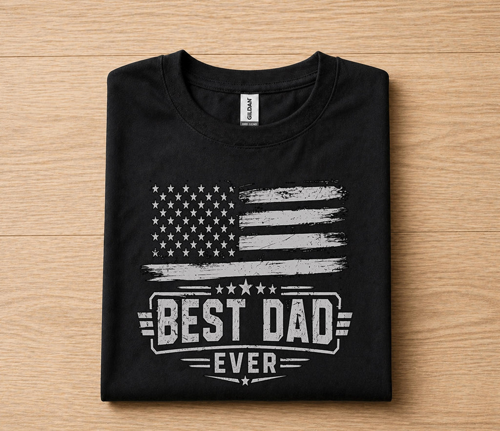 Best Dad Ever Shirt Vintage American Flag Patriotic Fathers Day Gift for Dad Birthday Husband Gift Classic USA Dad Tee