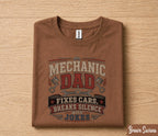 Mechanic Dad Shirt Funny Dad Gift Fixes Cars Breaks Silence With Jokes Tee for Father Papa Husband Birthday Fathers Day