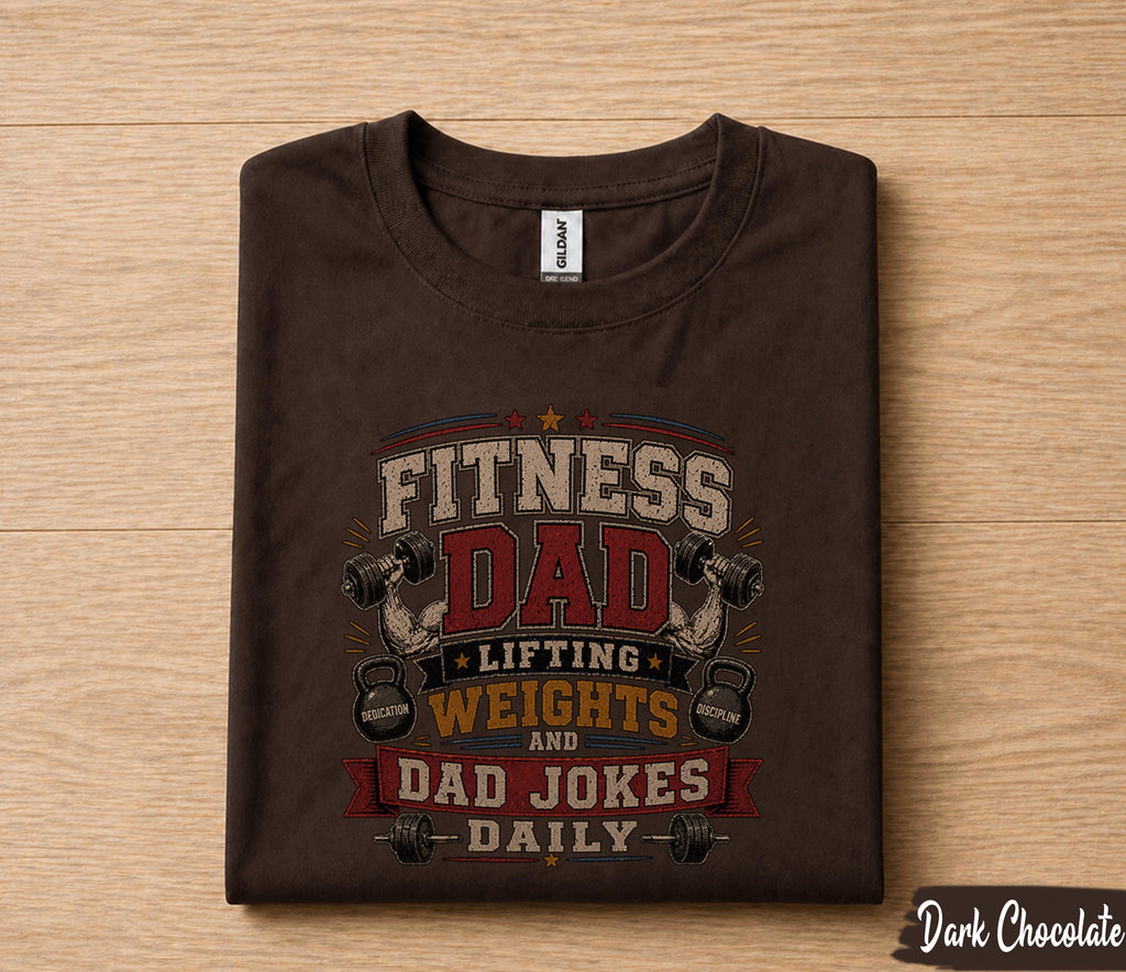 Fitness Dad Shirt Lifting Weights And Dad Jokes Daily Funny Gym Dad Gift Fathers Day Gift for Dad Birthday Husband Tee