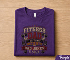 Fitness Dad Shirt Lifting Weights And Dad Jokes Daily Funny Gym Dad Gift Fathers Day Gift for Dad Birthday Husband Tee