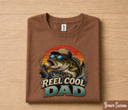 Reel Cool Dad Fishing Shirt Funny Bass Fisherman Tee Cool Dad Gift Papa Fathers Day Birthday Husband Fishing Lover Shirt