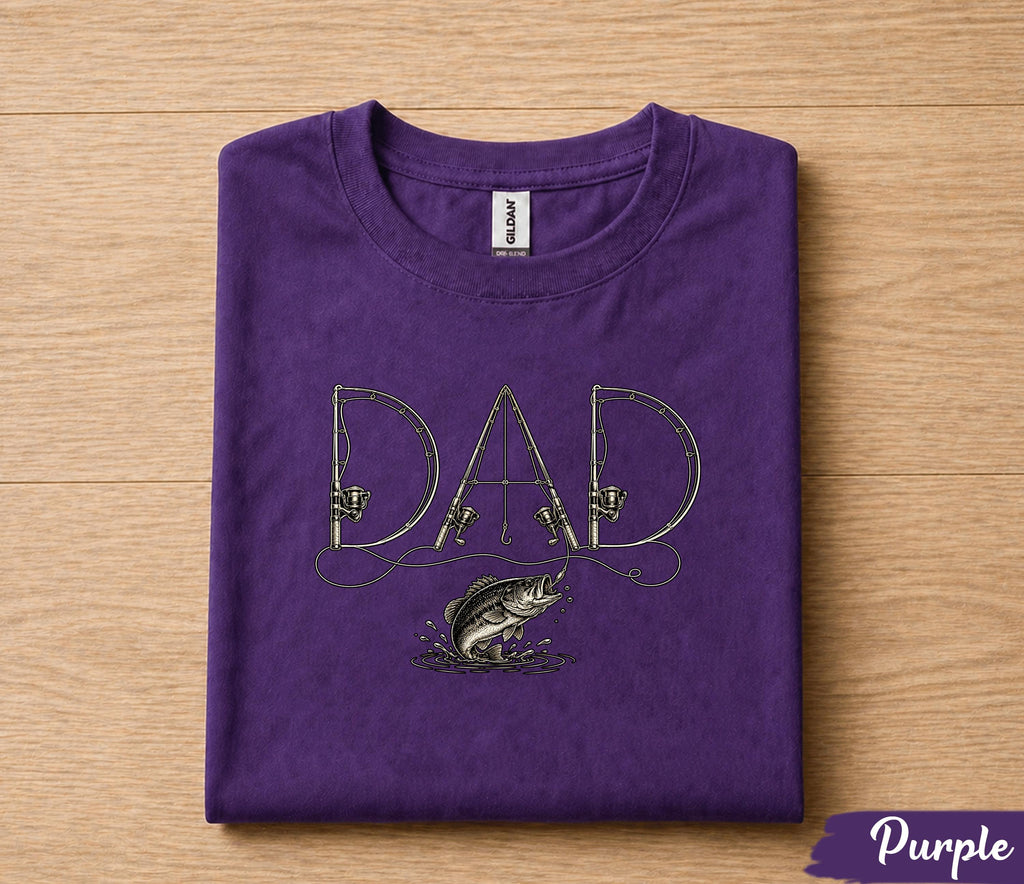 Dad Fishing Shirt Funny Papa Gift T-Shirt, Fishing Rod Dad Tee, Fathers Day Gift for Husband, Birthday Present for Dad Fisherman Shirt
