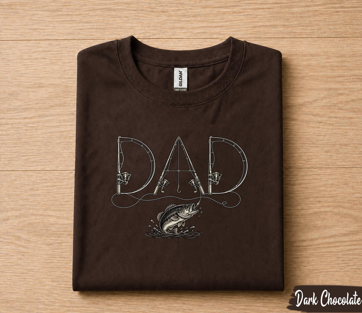 Dad Fishing Shirt Funny Papa Gift T-Shirt, Fishing Rod Dad Tee, Fathers Day Gift for Husband, Birthday Present for Dad Fisherman Shirt