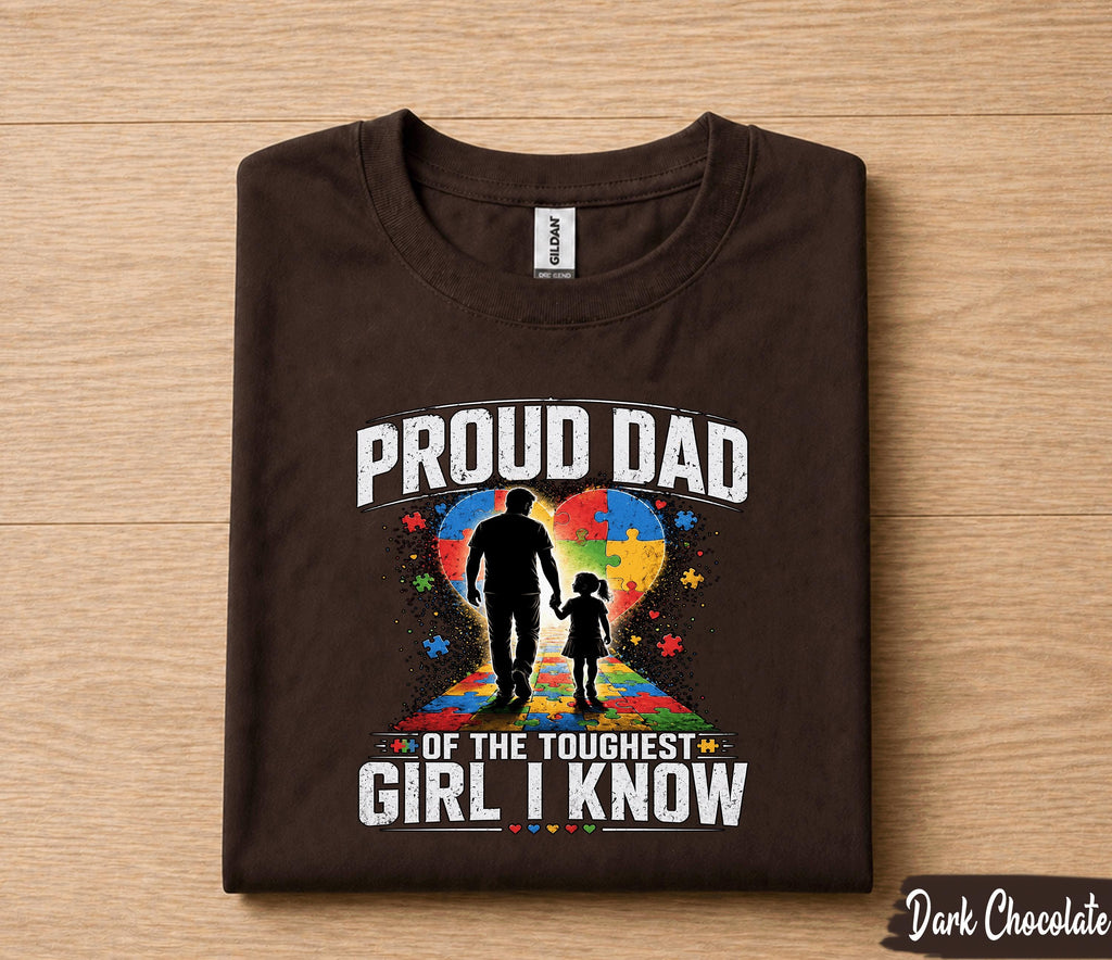 Proud Dad Autism Awareness Shirt, Father Daughter Love Tee, Puzzle Heart Dad T-Shirt, Fathers Day Gift for Husband Papa