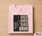 Dada Daddy Dad Bruh Shirt Funny Dad Life Tee, American Flag Dad T-Shirt, Fathers Day Gift for Husband Papa Birthday Shirt