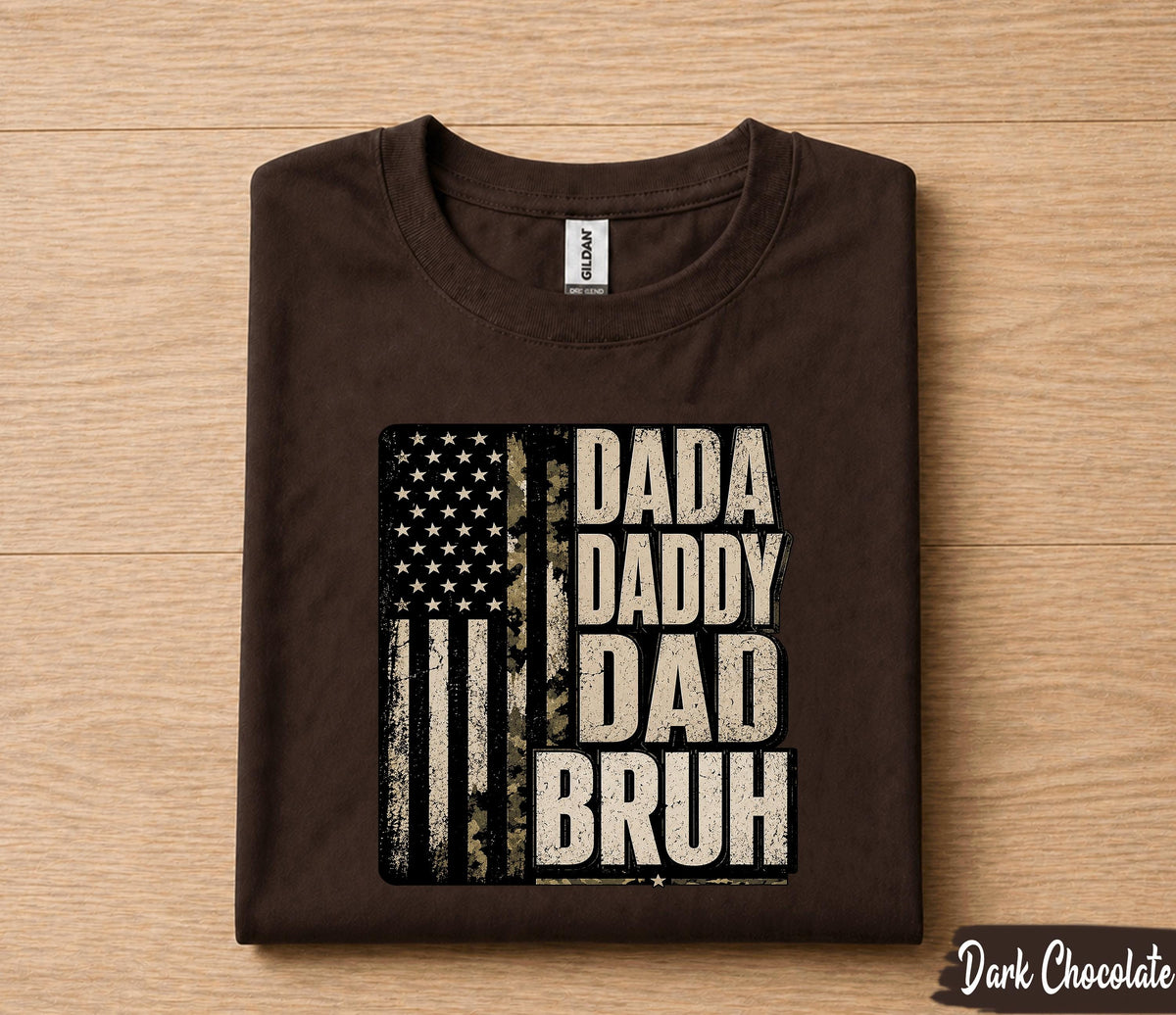 Dada Daddy Dad Bruh Shirt Funny Dad Life Tee, American Flag Dad T-Shirt, Fathers Day Gift for Husband Papa Birthday Shirt
