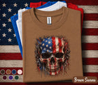 American Flag Skull Shirt, Patriotic Skull 4th of July Tee, USA Independence Day Shirt, Gothic American Pride Graphic Top Forth of July