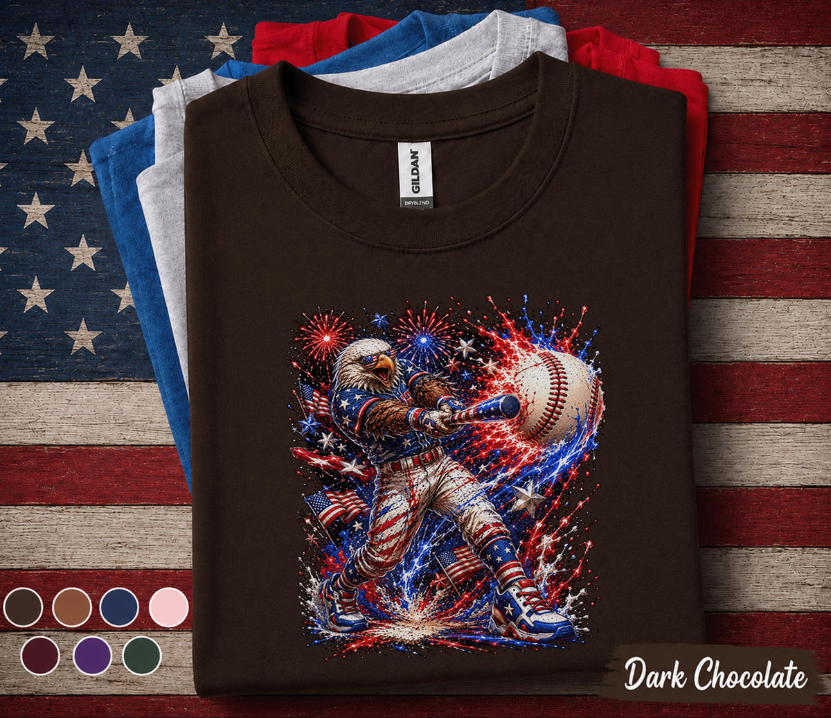 Patriotic Baseball Eagle Shirt, American Flag Baseball Tee, Kids Youth 4th of July Shirt, USA Independence Day Gift Top Forth of July Boys