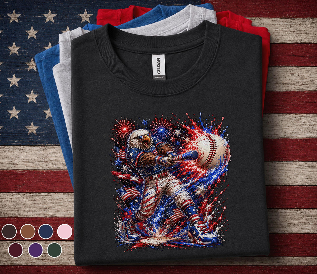 Patriotic Baseball Eagle Shirt, American Flag Baseball Tee