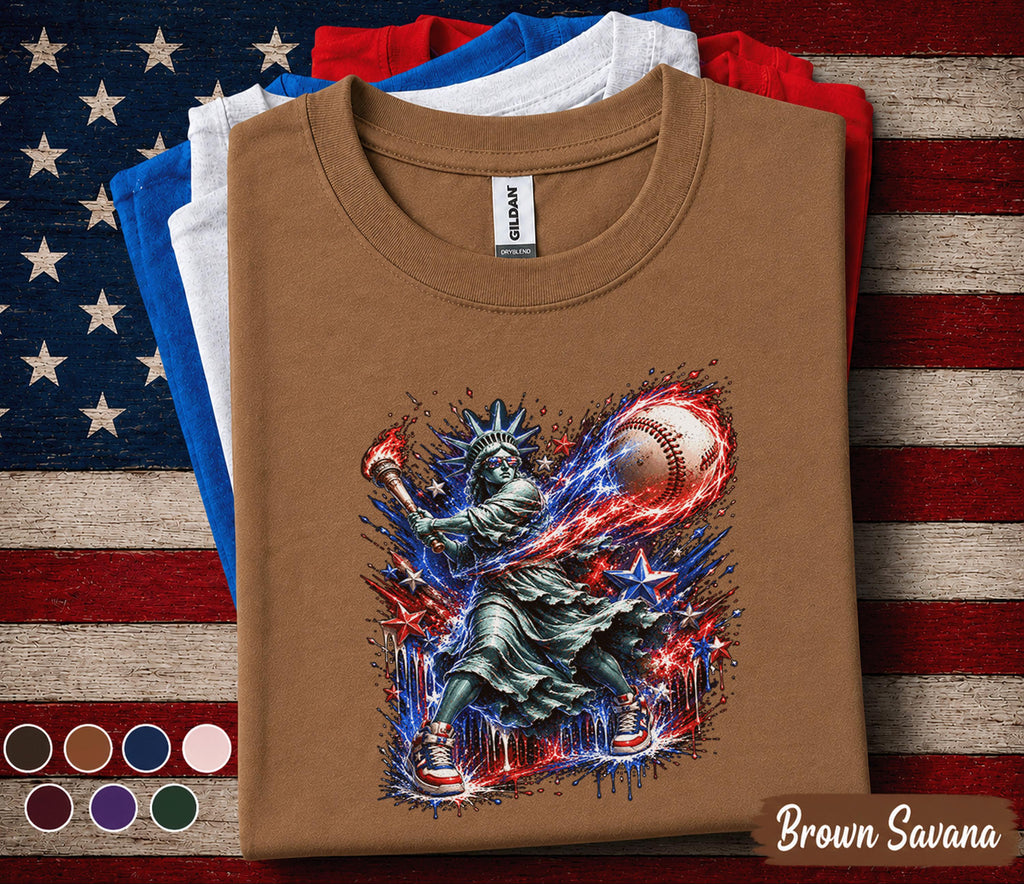 Statue of Liberty Baseball Shirt, Kids Patriotic Softball Tee, American Youth 4th of July Baseball Shirt, USA Boys Gift Top Forth of July