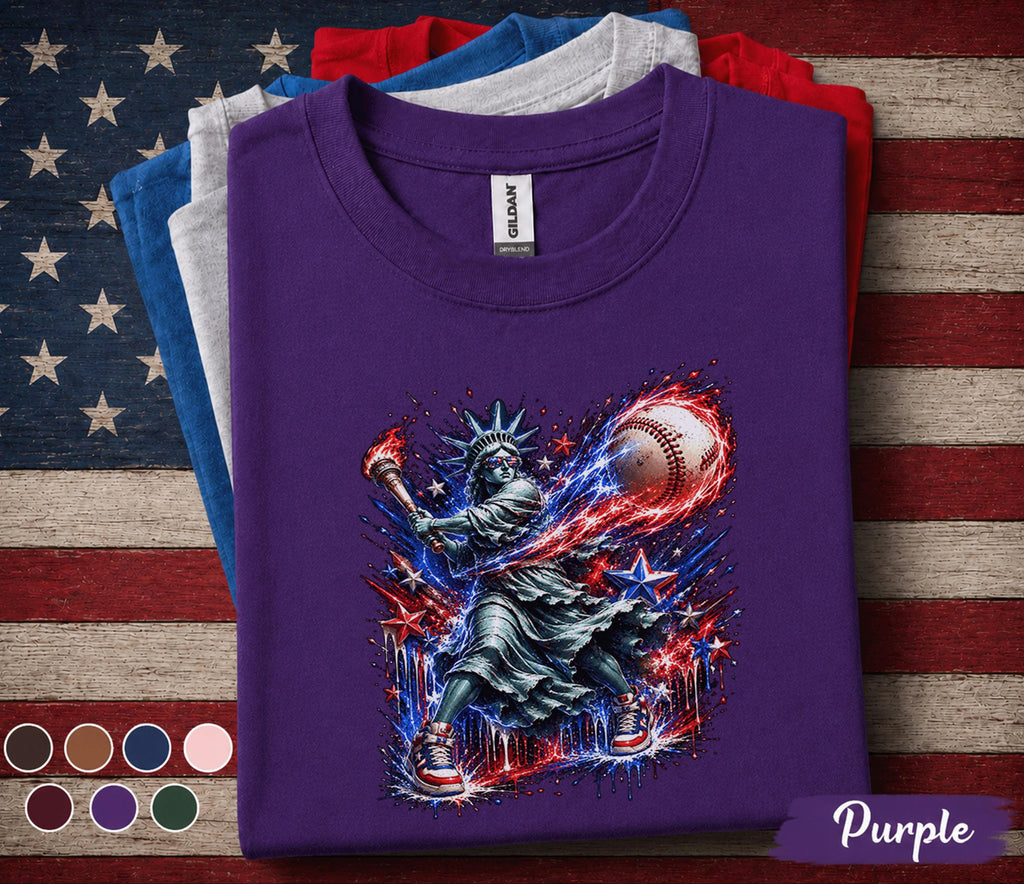 Statue of Liberty Baseball Shirt, Kids Patriotic Softball Tee, American Youth 4th of July Baseball Shirt, USA Boys Gift Top Forth of July