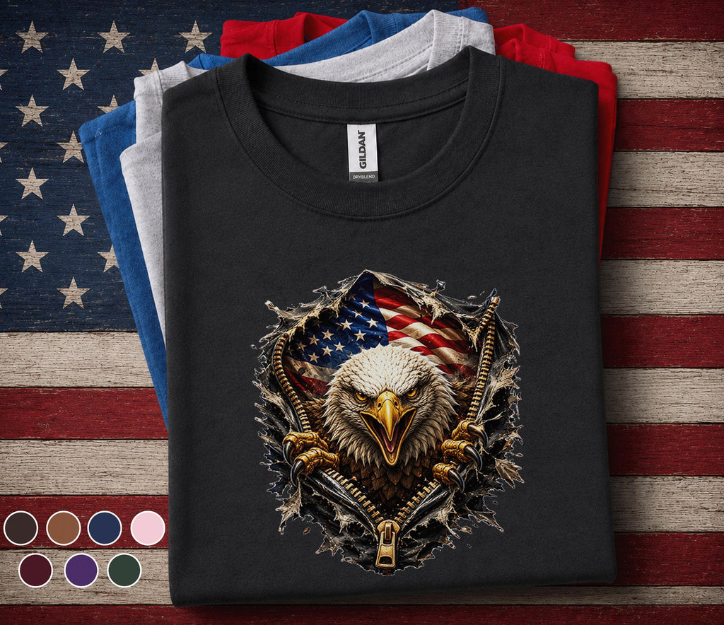 Patriotic Bald Eagle Shirt, American Flag Eagle Tee