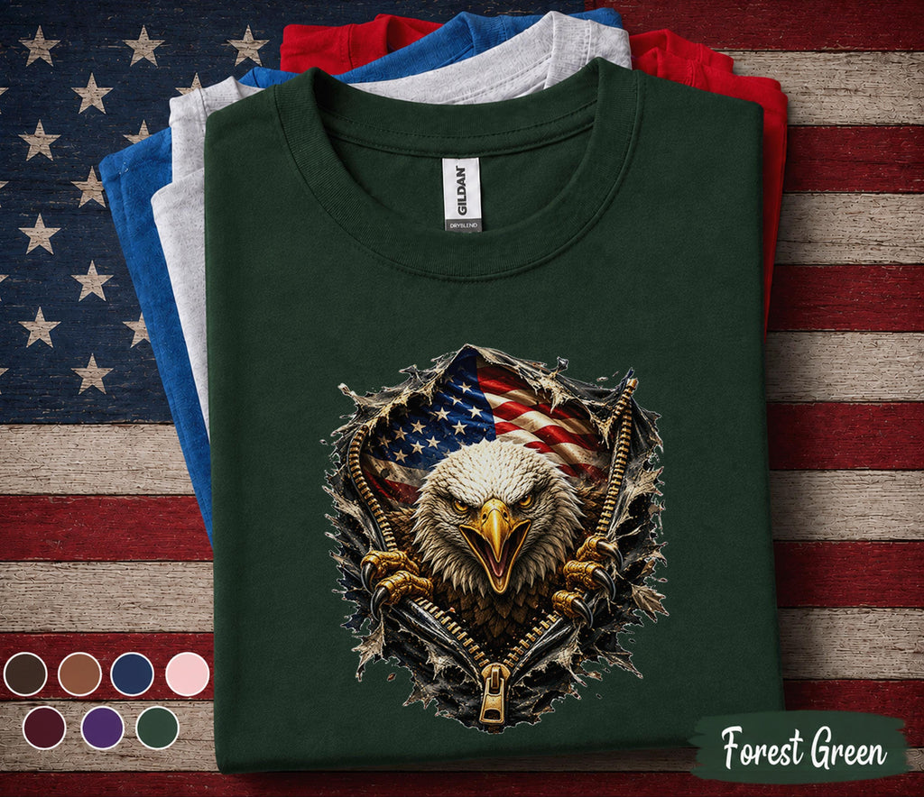 Patriotic Bald Eagle Shirt, American Flag Eagle Tee, 4th of July USA Pride Shirt, Freedom Eagle Independence Day Gift Top Forth of July