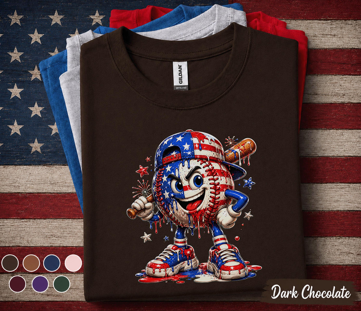 Patriotic Baseball Forth of July Shirt, American Flag Baseball Player Tee, Boys Kids 4th of July Baseball Shirt, USA Sports Fan Gift Top