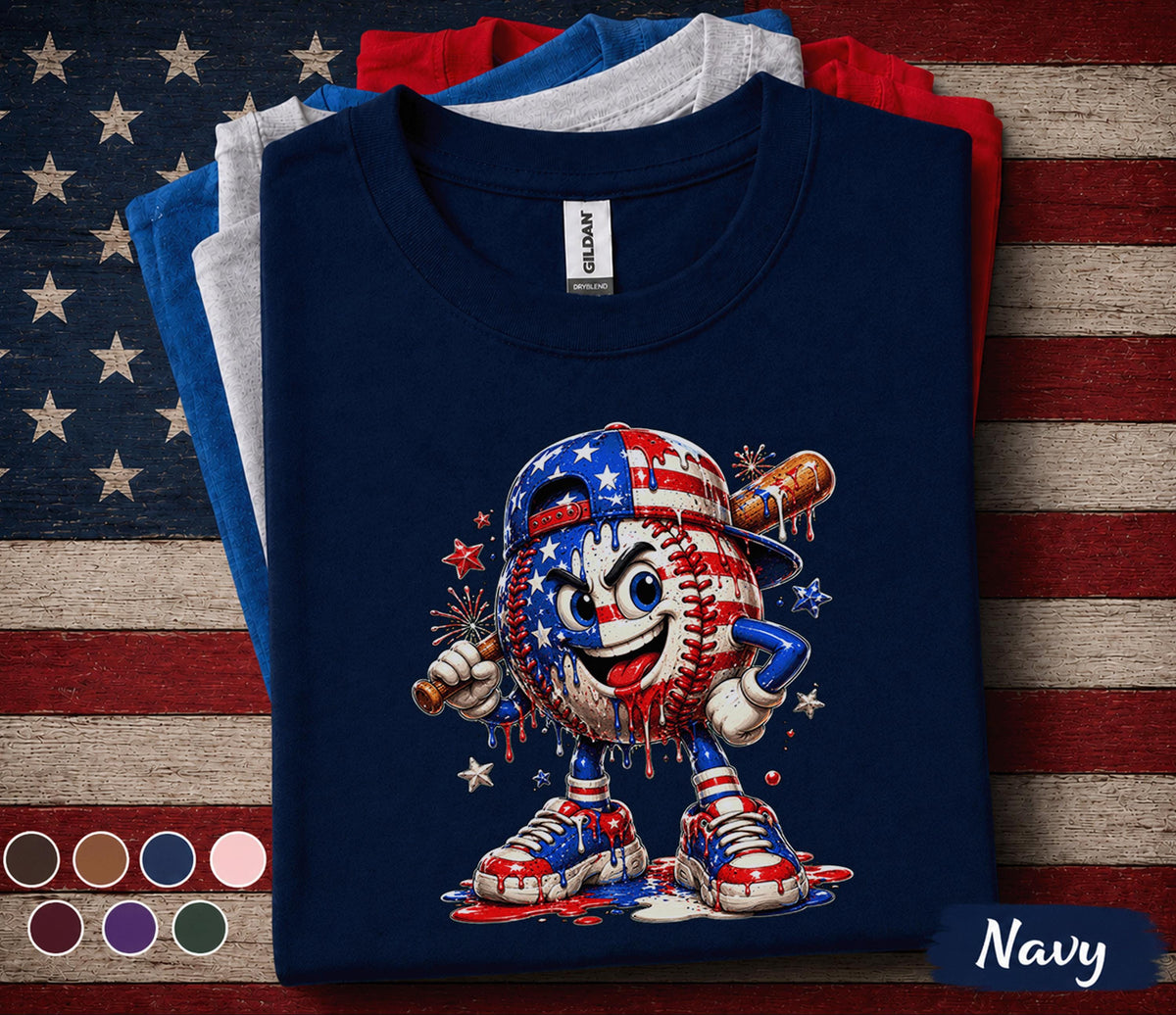 Patriotic Baseball Forth of July Shirt, American Flag Baseball Player Tee