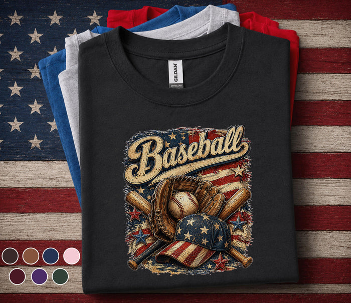 Patriotic Baseball Shirt, American Flag Baseball Tee