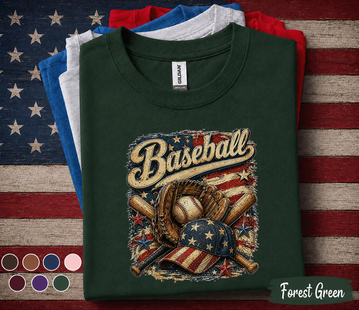 Patriotic Baseball Shirt, American Flag Baseball Tee, Vintage 4th of July Baseball Fan Shirt, USA Sports Lover Gift Top Forth of July