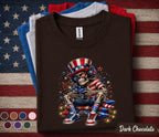 Funny Patriotic Gamer Skull Shirt, 4th of July Gaming Skeleton Tee, American Flag Gamer Shirt, Independence Day Gaming Gift Forth of July