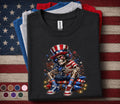 Funny Patriotic Gamer Skull Shirt, 4th of July Gaming Skeleton Tee