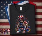 Funny Patriotic Gamer Skull Shirt, 4th of July Gaming Skeleton Tee