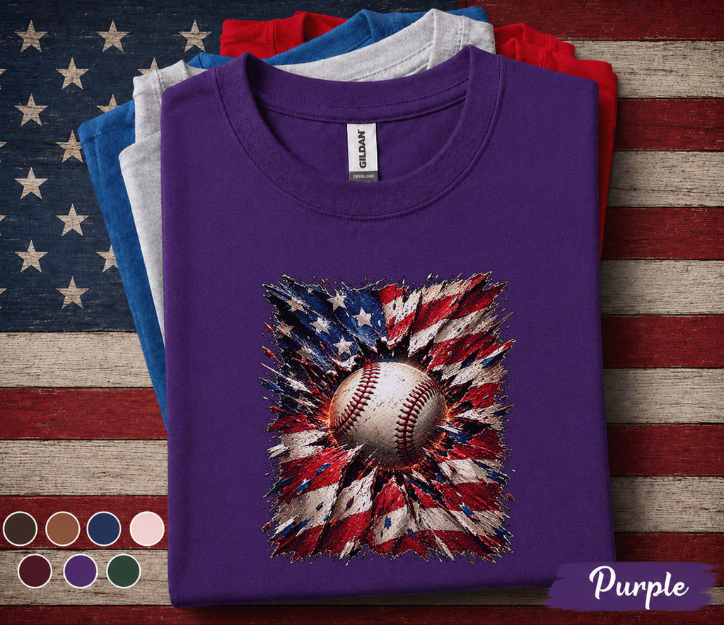 Patriotic Baseball Shirt, American Flag Baseball Tee, 4th of July Baseball Fan Shirt, USA Independence Day Sports Lover Gift Forth of Jul