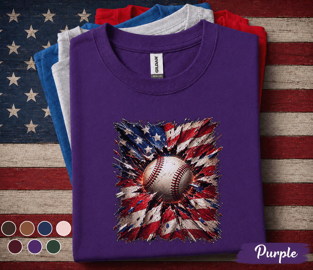Patriotic Baseball Shirt, American Flag Baseball Tee, 4th of July Baseball Fan Shirt, USA Independence Day Sports Lover Gift Forth of Jul