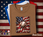 Patriotic Baseball Shirt, American Flag Baseball Tee, 4th of July Baseball Fan Shirt, USA Independence Day Sports Lover Gift Forth of Jul