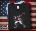 Patriotic Baseball Dabbing Shirt, American Flag Baseball Player Tee