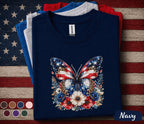 Patriotic Butterfly Shirt, American Flag Butterfly Tee, Floral USA Independence Day Shirt, 4th of July Women Patriotic Gift Forth of July