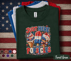 Just Here For Popsicles Shirt, Funny 4th of July Ice Cream Tee, Patriotic Summer Shirt, Independence Day Party Graphic Top Forth of July