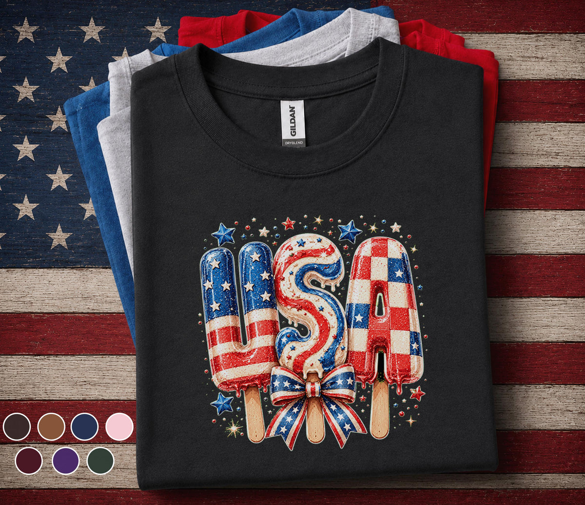USA Popsicle Shirt, Patriotic Popsicle Tee