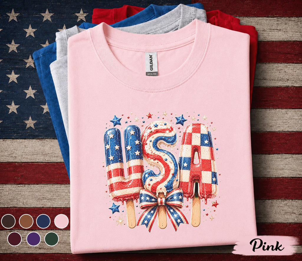 USA Popsicle Shirt, Patriotic Popsicle Tee, 4th of July Ice Cream Shirt, American Flag Summer Treat Independence Day Top Forth of July