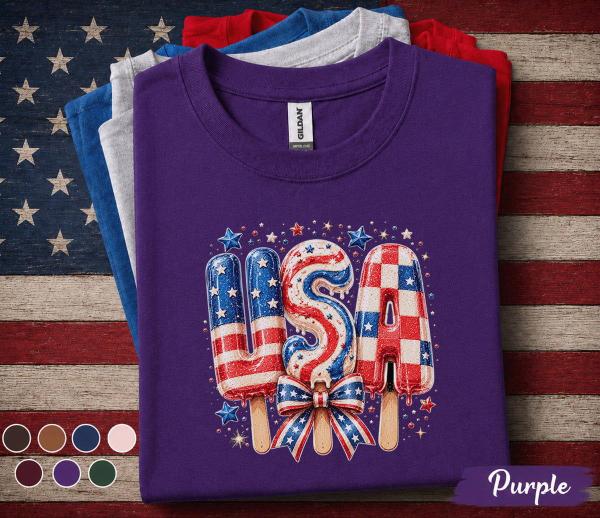 USA Popsicle Shirt, Patriotic Popsicle Tee, 4th of July Ice Cream Shirt, American Flag Summer Treat Independence Day Top Forth of July