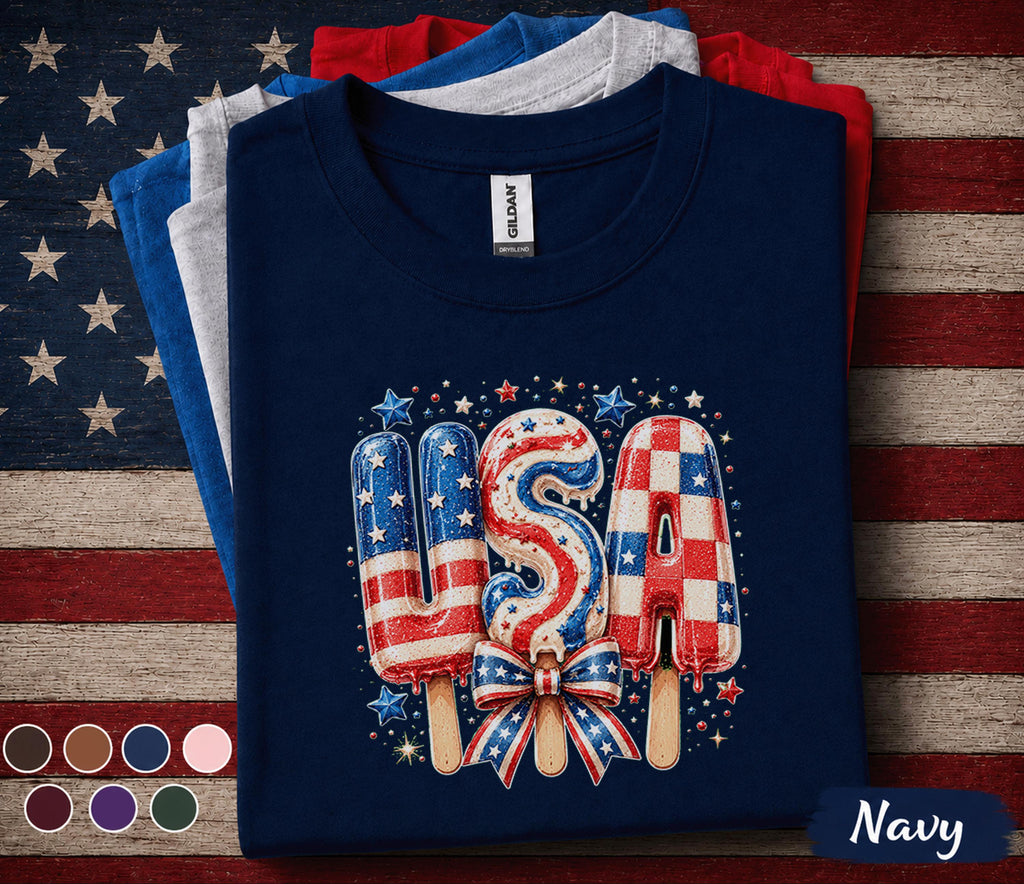 USA Popsicle Shirt, Patriotic Popsicle Tee, 4th of July Ice Cream Shirt, American Flag Summer Treat Independence Day Top Forth of July