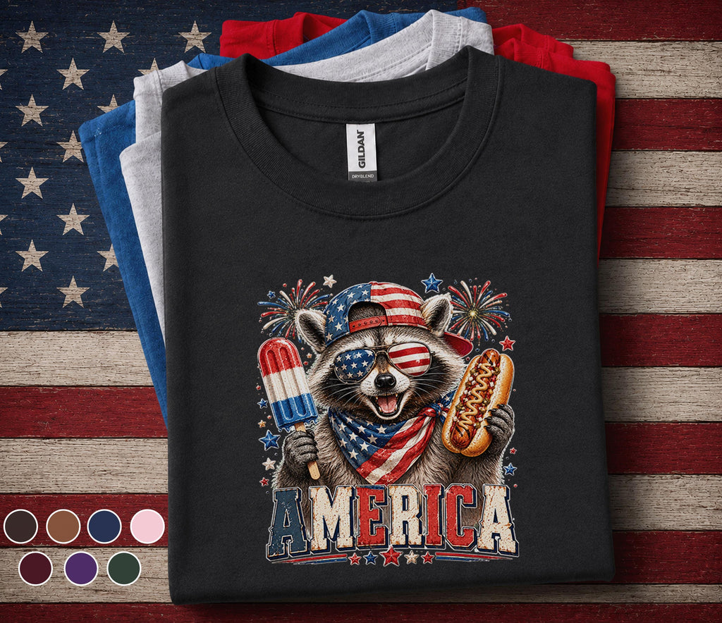 Patriotic Raccoon Shirt, America Raccoon Tee