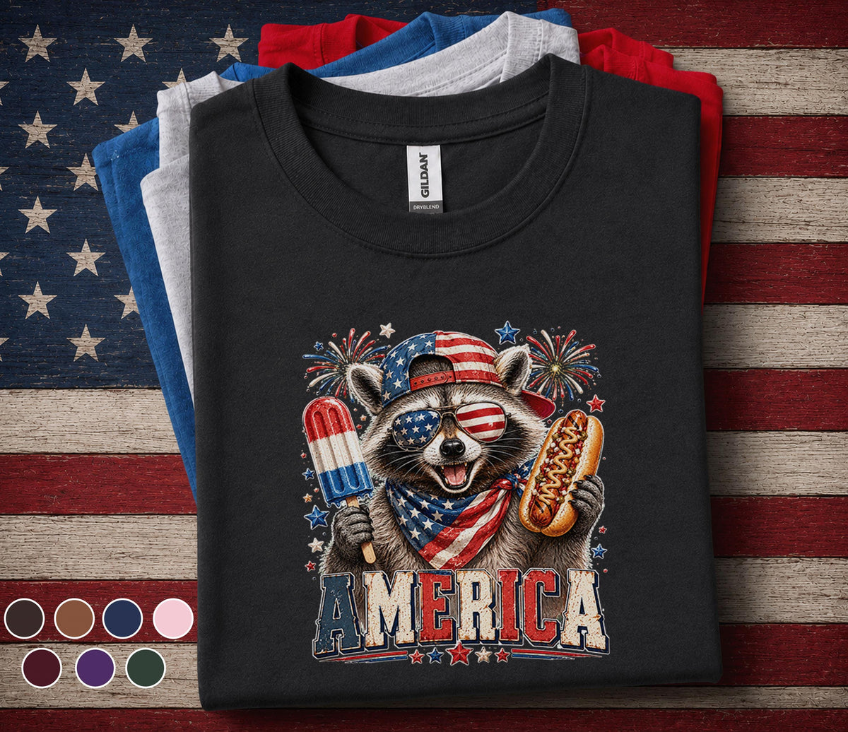 Patriotic Raccoon Shirt, America Raccoon Tee