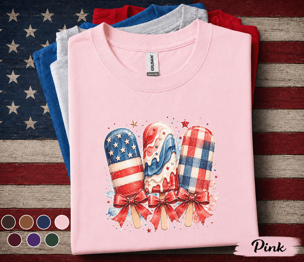 Patriotic Popsicle Shirt, 4th of July Ice Cream Tee, Red White Blue Summer Shirt, Independence Day Dessert Lover Forth of July Top