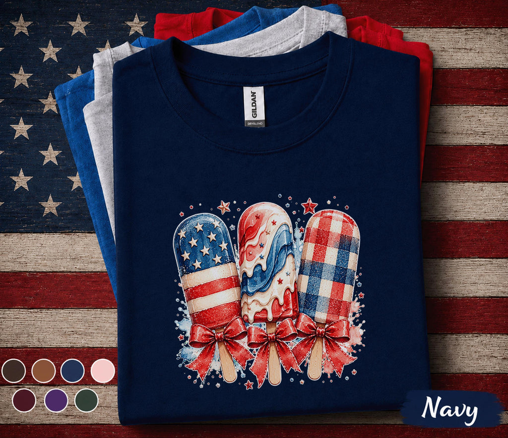 Patriotic Popsicle Shirt, 4th of July Ice Cream Tee, Red White Blue Summer Shirt, Independence Day Dessert Lover Forth of July Top