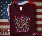 Patriotic Skeleton Shirt, 4th of July Skeleton Dance Tee, Funny USA Fireworks Shirt, Independence Day Party Forth of July Top