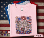 Patriotic Skeleton Shirt, 4th of July Skeleton Dance Tee, Funny USA Fireworks Shirt, Independence Day Party Forth of July Top