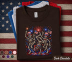 Patriotic Skeleton Shirt, 4th of July Skeleton Dance Tee, Funny USA Fireworks Shirt, Independence Day Party Forth of July Top