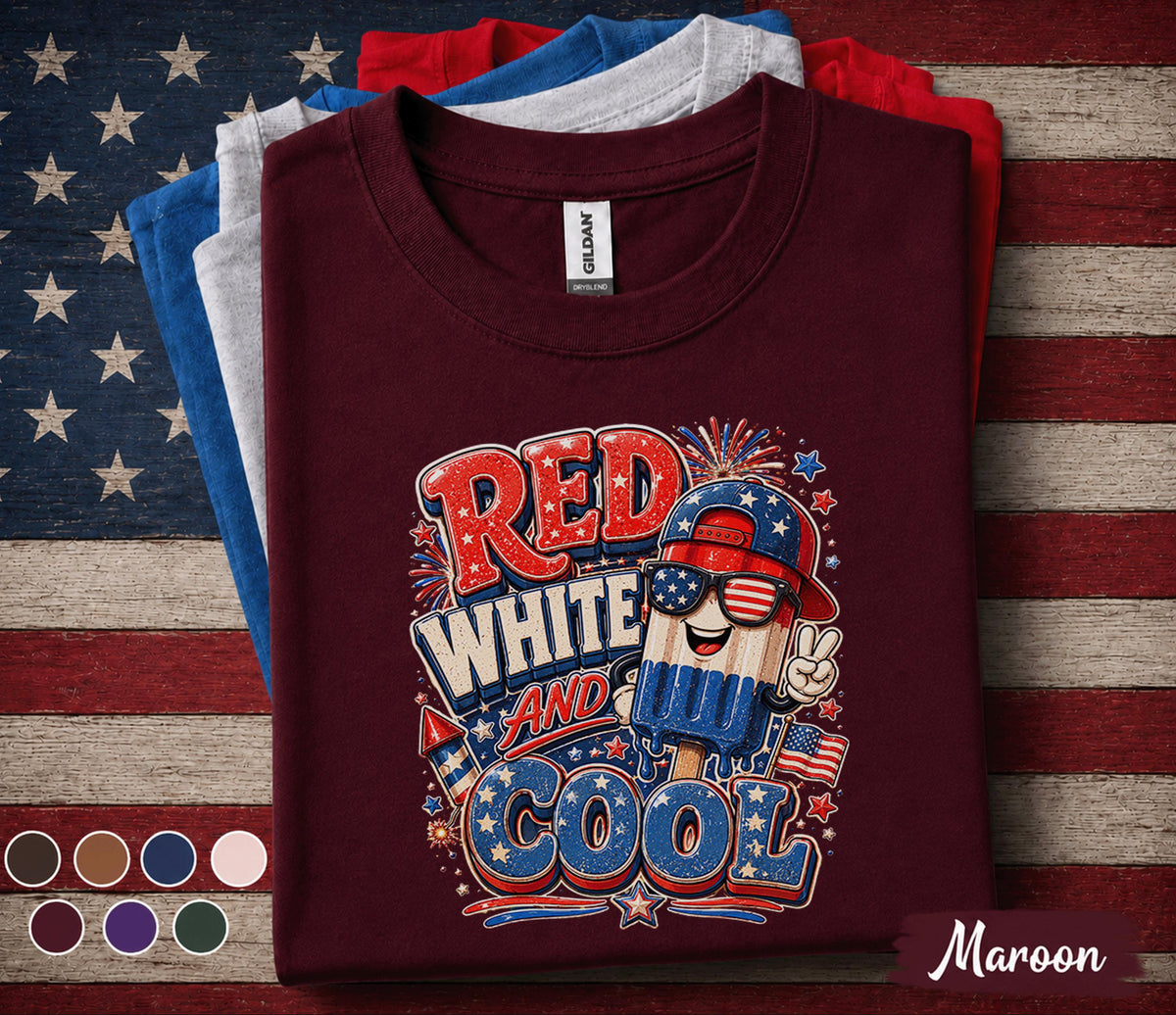 Red White And Cool Shirt, Patriotic Popsicle 4th of July Tee, Funny Independence Day Shirt, Red White Blue Summer Forth of July Top
